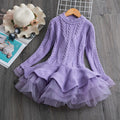 Winter Knitted Chiffon Girl Dress